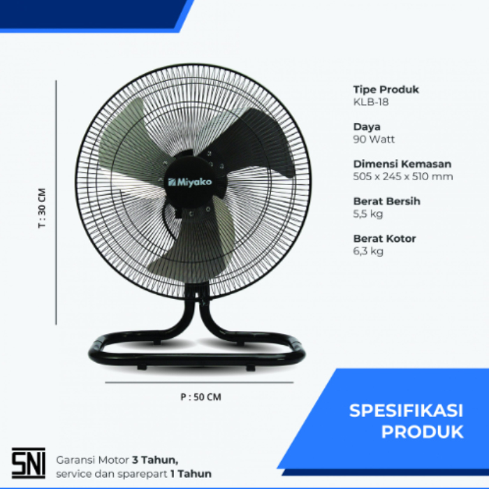 Miyako Industrial Desk Fan Alumunium 18 inch - KLB18